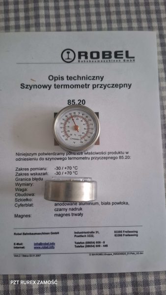 SZYNOWY TERMOMETR PRZYCZEPNY MAGNETYCZNY